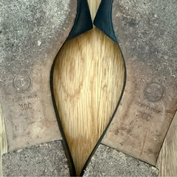 Chanel Bijou Slide Sandals – Black Leather with Jeweled CC Logo, Size 36C - Picture 6 of 8